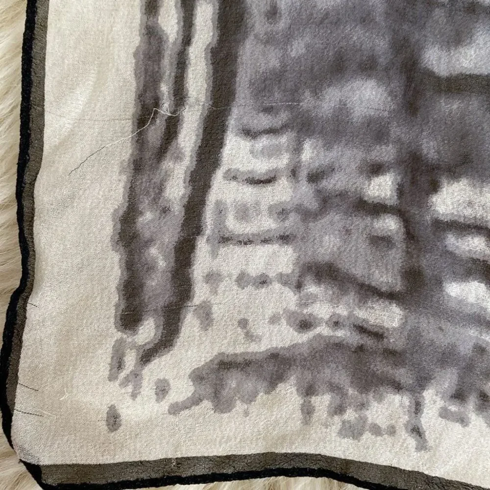 Diesel Y2K Abstract Black/Gray Cream Silk Scarf 28
